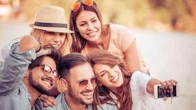 group of friends taking a selfie