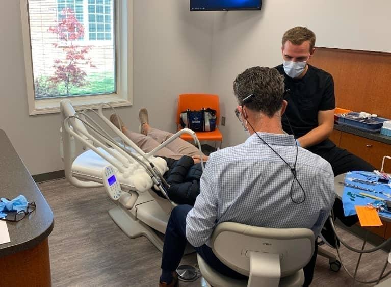 Patient Room Dr. Scott Anderson DDS performing dental exam in Champaign IL