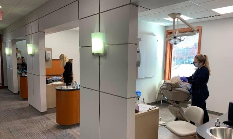 Patient Rooms Hallway of treatment rooms at dentist office in Champaign-Urbana